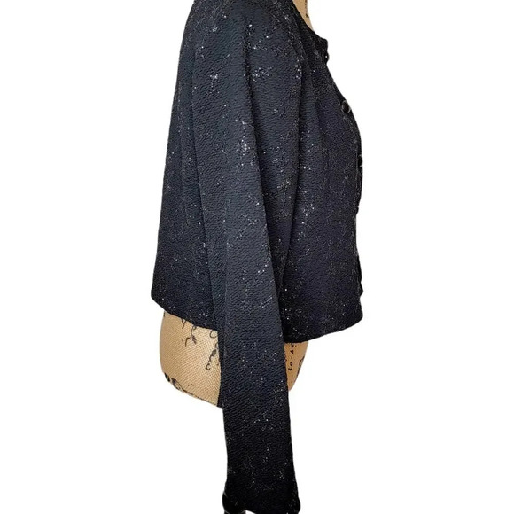 JESSICA HOWARD Vintage Womens Plus Sparkle Cropped Evening Jacket Size 16 Black - Picture 2 of 11